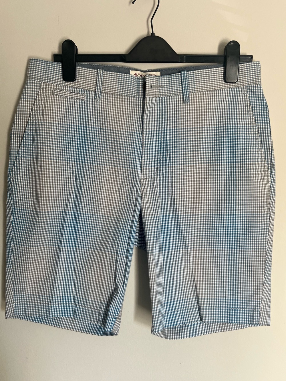 ORIGINAL PENGUIN Men's Blue Gingham Performance Shorts Size 32 NWOT